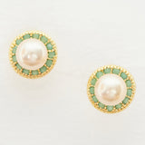 Faux Pearls and Gems Brass Earrings