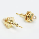 Faux Pearls and Gems Brass Earrings