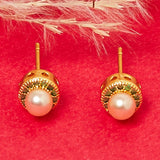 Faux Pearls and Gems Brass Earrings