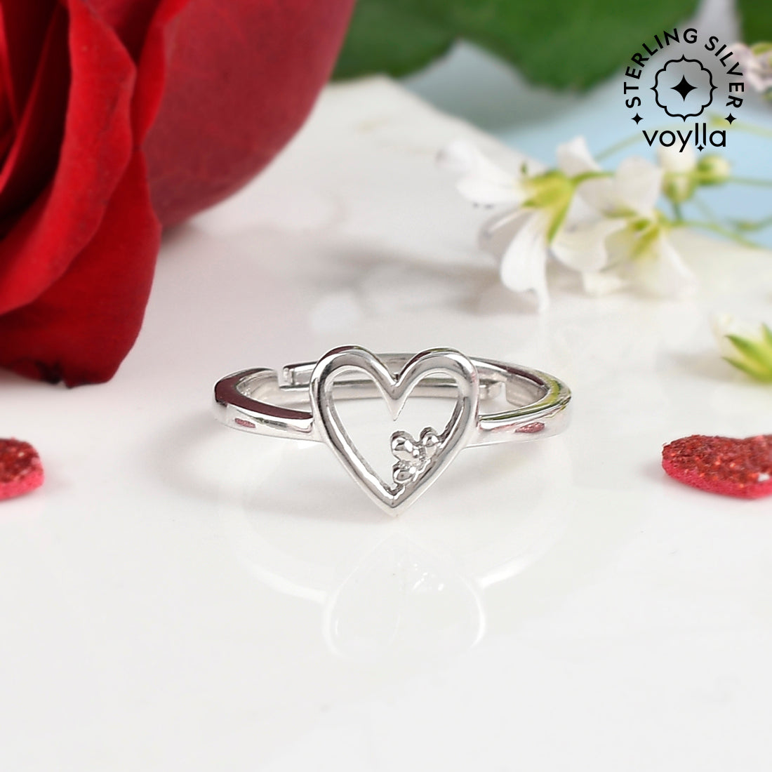 Fashion Jewelry Set Heart, Clover, And Flower Antique Rings For