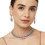 CZ Elegance Heavily Embellished Choker Necklace Set