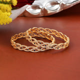 Sparkling Elegance Gold And Blue Cz Studded Bangles