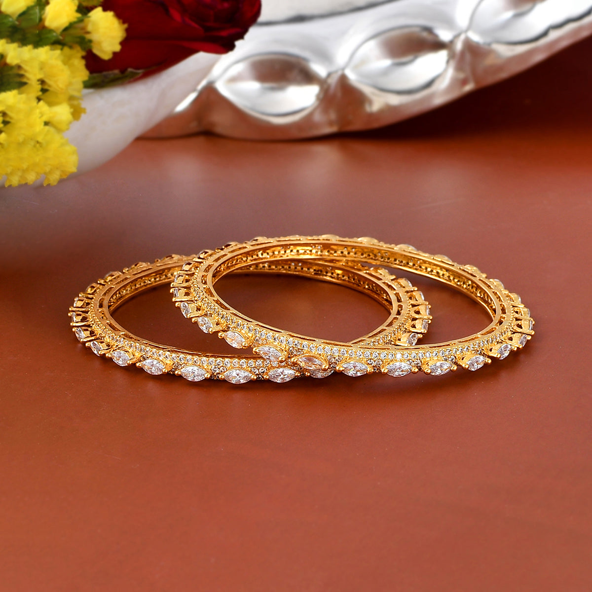 Cz on sale gold bangles