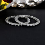 Sparkling Elegance Cz Studded Silver Bangles