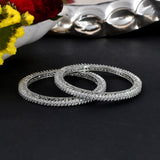 Sparkling Elegance CZ Studded Silver Bangles