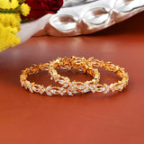 Sparkling Elegance Cz Studded Cutwork Gold Plated Bangles