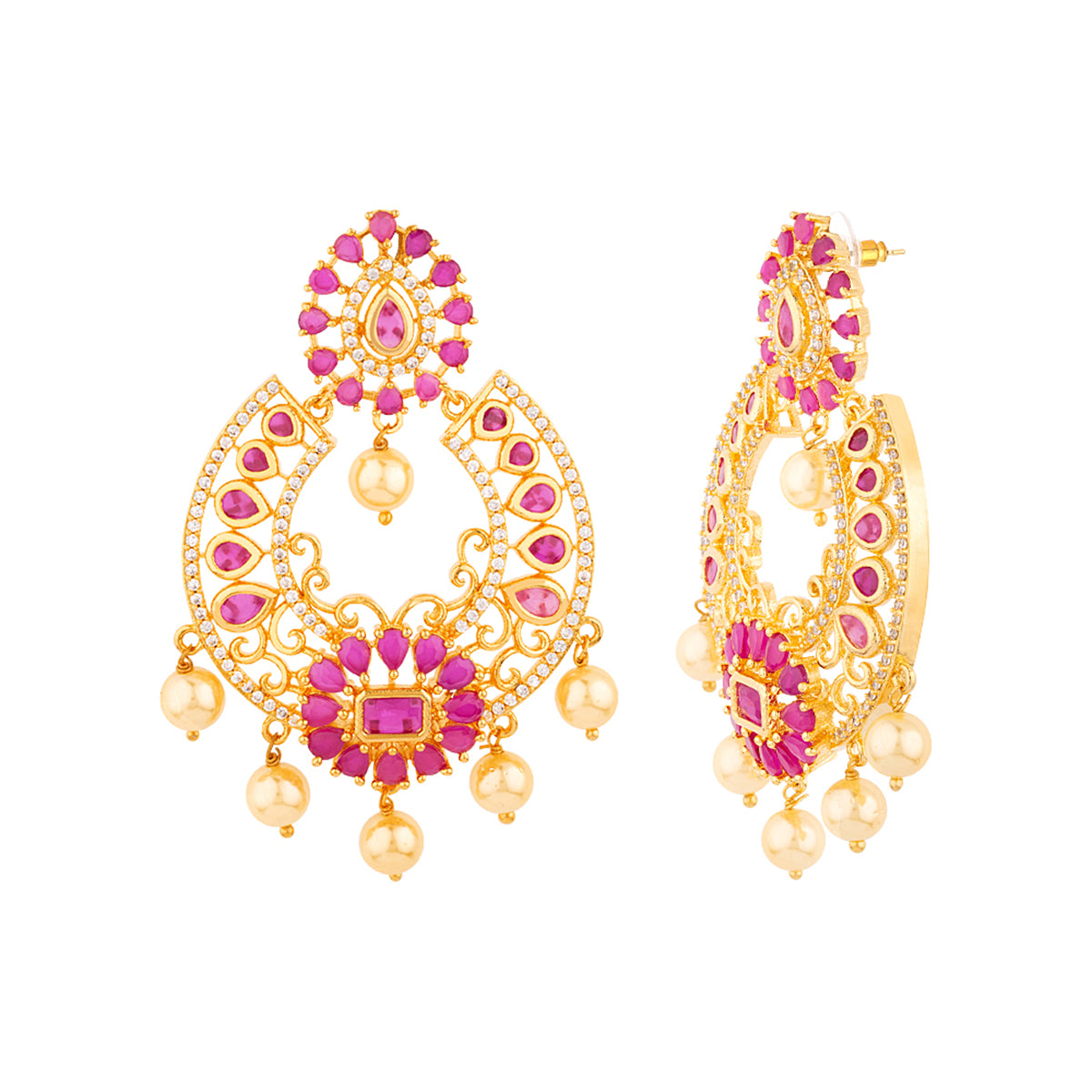 Buy Voylla Thikri Chandbali Mirror Work Earrings Online