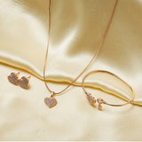 Hearts Cluster Setting CZ Rose Gold Plated Brass Jewellery Set