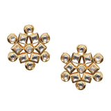 Brass Yellow Gold Plated Faux Kundans Adorned Stud Earrings