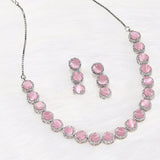 Sparkling Elegance Round Cut Pink Zircons Jewellery Set