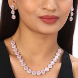 Sparkling Elegance Round Cut Pink Zircons Jewellery Set