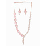 Sparkling Elegance Pink Zircons Overlap Pattern Jewellery Set