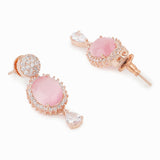 Sparkling Elegance Pink Zircons Overlap Pattern Jewellery Set