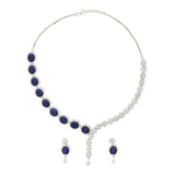 Oval Cut Blue CZ Silver Plated Brass Jewellery Set