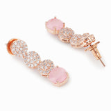 CZ Rose Gold Plated Necklace Set with Pink Stones