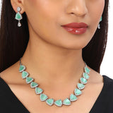 CZ Seafoam Sliver Pearl Necklace Set