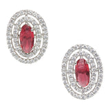 Sparkling Elegance Red Stone Silver Plated Pendant Set