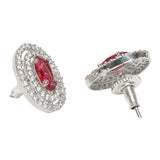 Sparkling Elegance Red Stone Silver Plated Pendant Set