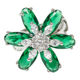 Sparkling Elegance Green Stones Floral Ring