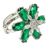 Sparkling Elegance Green Stones Floral Ring