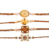 Divine Cutwork Gemstones Adorned Rakhi - Pack Of 4