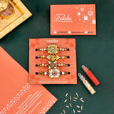 Divine Cutwork Gemstones Adorned Rakhi - Pack Of 4