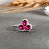 925 Sterling Silver Pink CZ Floral Ring