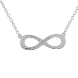 925 Sterling Silver CZ Gem Studded Infinity Necklace