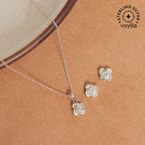 CZ Lucky Twirl 925 Sterling Silver Pendant Set