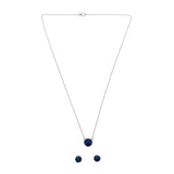 Blue Stone Studded 925 Sterling Silver Necklace Set