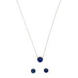 Blue Stone Studded 925 Sterling Silver Necklace Set