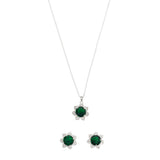 Stylish Silver Plated Pendant Set with Green Stone