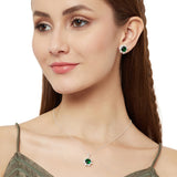 Stylish Silver Plated Pendant Set with Green Stone