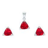 Sterling Silver Pendant Set Glittering with Red Stones