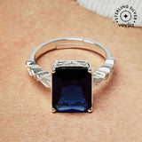 Stunning Sterling Silver Blue Stone Decked Ring