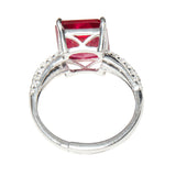 Red Stone Studded Silver Plated Ring