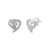 Adorable 925 Sterling Silver Heart-Shape Earrings