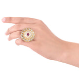 Kundan Stanza Enameled Statement Ring