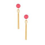 Flirty Pink Dangler Earrings with Golden Tassels