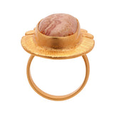 Marbled Pink Stone Studded Statement Golden Ring