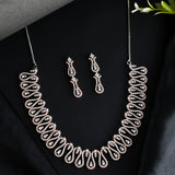 Cz Elegance Dual Tone Curvy Wave Brass Made Necklace Set