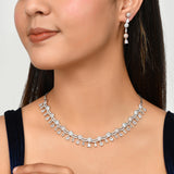 Cz Elegance Dual Tone Teardrop Necklace Set