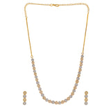 Cz Elegance Dual Tone Stone-Studded Necklace Set