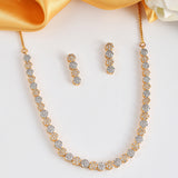 Cz Elegance Dual Tone Stone-Studded Necklace Set