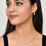 Cz Elegance Dual Tone Stone-Studded Necklace Set