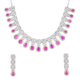 Sparkling Elegance Pink Teardrop CZ Jewellery Set