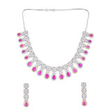 Sparkling Elegance Pink Teardrop CZ Jewellery Set