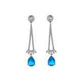 Sparkling Elegance Blue Cz Studded Drop Earrings