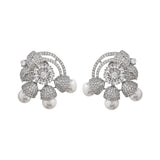 Sparkling Elegance Round Floral Cz Studded Earrings