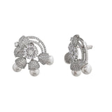 Sparkling Elegance Round Floral Cz Studded Earrings